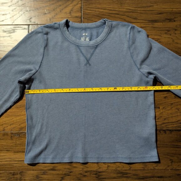 aerie waffle long sleeve t shirt blue size large - Picture 4 of 14
